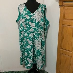 Green floral print dress